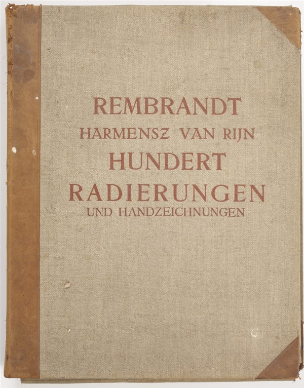 Mappe med raderinger: Rembrandt Harmensz van Rijn Hundert Radierungen und Handzeichnungen (CN-boghylde)